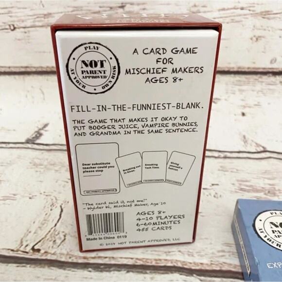 NOT PARENT APPROVED A Fun Card Game For Kids 8-12 and Expansion Pack - Picture 3 of 5